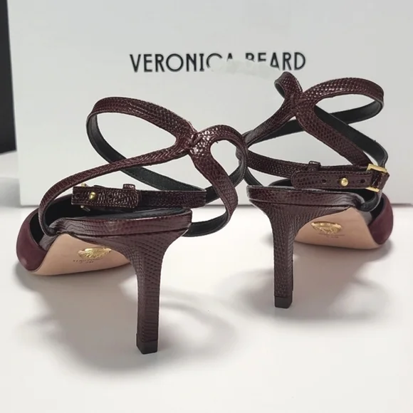 NIB$395 VERONICA BEARD Colette Wraparound Ankle Strap Point Toe Pump In Acai 5.5